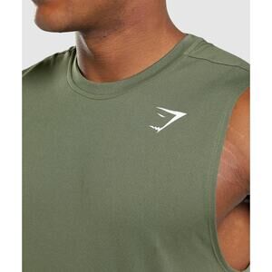 Gymshark Men's Olive Green Sleeveless Athletic Tank Top - Size M